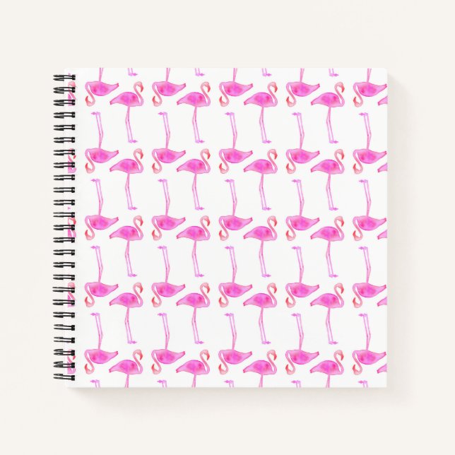 Pink Flamingo Pattern Notebook (Front)