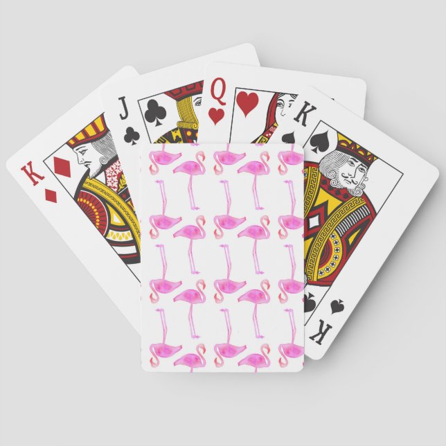 Pink Flamingo Pattern Playing Cards (Back)