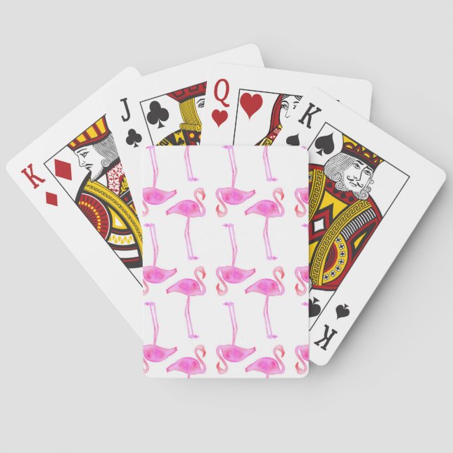 Pink Flamingo Pattern Playing Cards (Back)