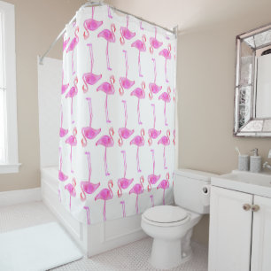 Pink Flamingo Pattern Shower Curtain