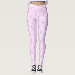 Pink Flamingo Pattern Silhouette Florida Leggings