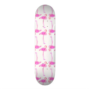 Pink Flamingo Pattern Skateboard