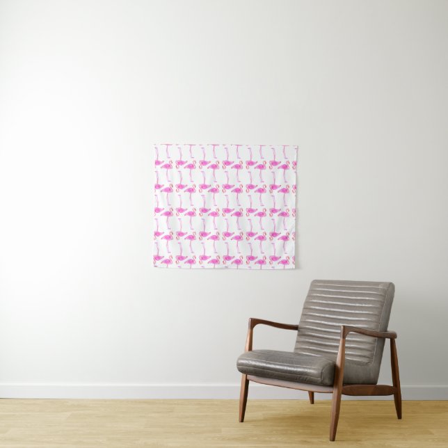 Pink Flamingo Pattern Tapestry (In Situ (Horizontal))