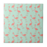 Pink Flamingo Pattern Tile<br><div class="desc">This is a drawing of a flamingo bird that was made into a pattern. The background is a pretty mint colour.</div>