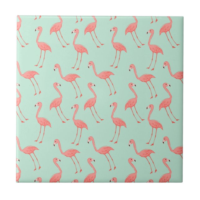 Pink Flamingo Pattern Tile (Front)