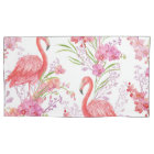 Pink Flamingo pattern white pillowcase