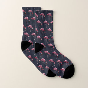 Pink Flamingo Pattern Wine Drinker Funny Novelty Socks