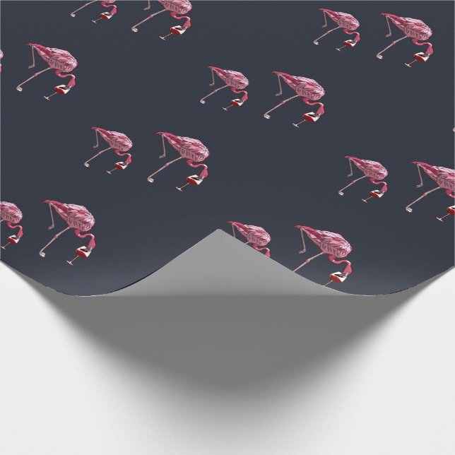 Pink Flamingo Pattern Wine Drinker Funny Wrapping Paper (Corner)