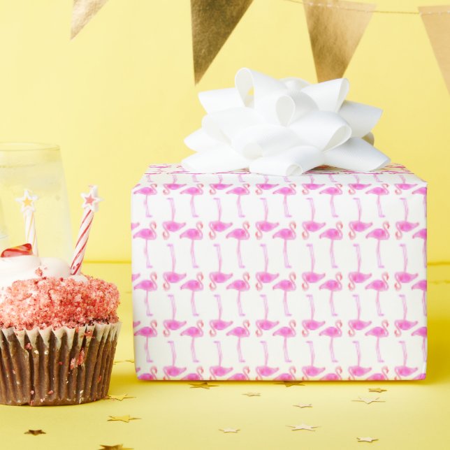 Pink Flamingo Pattern Wrapping Paper (Birthday Party)