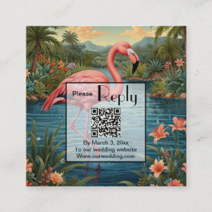 Pink Flamingo personalise QR code Enclosure Card