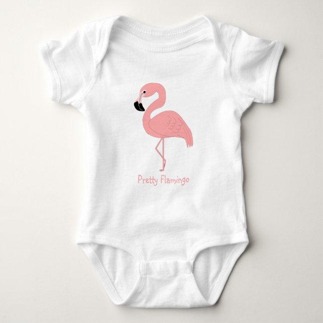 Pink Flamingo Personalised Baby Bodysuit (Front)