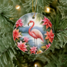 Pink Flamingo Personalised Christmas Ornament