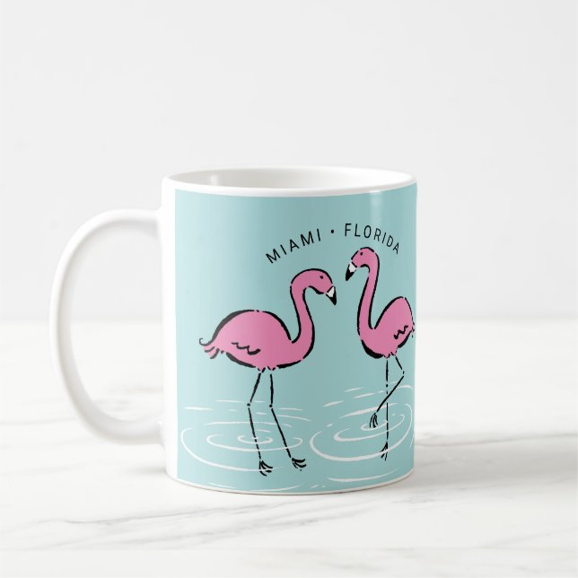 Pink Flamingo Personalised Coffee Mug (Left)