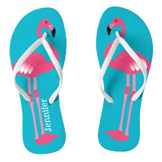 Pink Flamingo Personalised Flip Flops