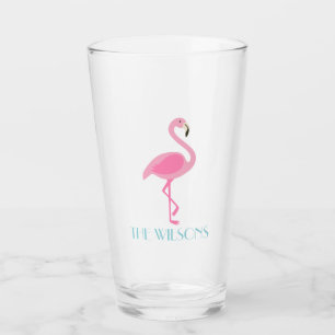 Pink Flamingo Personalised Glass Tumbler