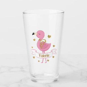 Pink Flamingo Personalised Glass with Custom Name