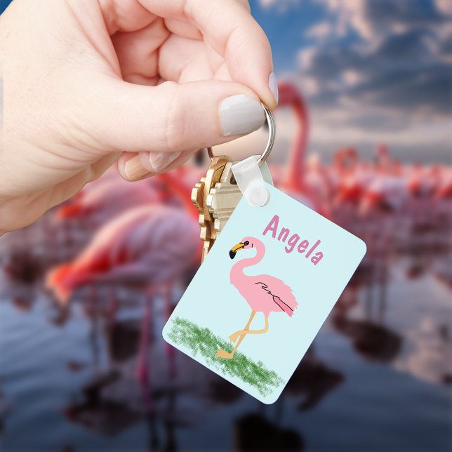 Pink Flamingo Personalised Keychain (Creator Uploaded)