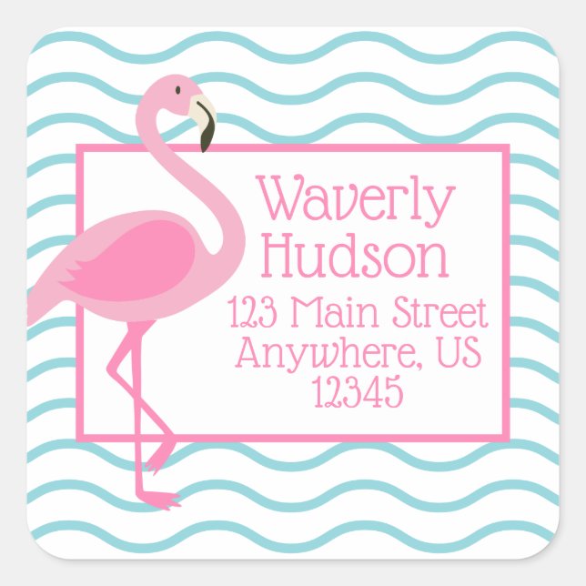 Pink Flamingo Personalised Return Address Labels (Front)