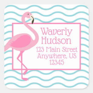Pink Flamingo Personalised Return Address Labels