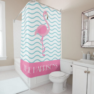 Pink Flamingo Personalised Shower Curtain