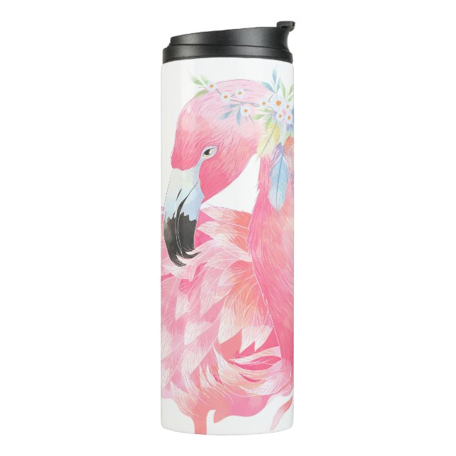 Pink Flamingo Personalised Thermal Tumbler (Rotated Left)