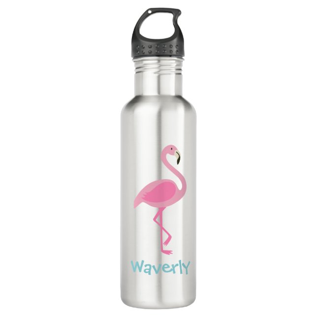 Pink Flamingo Personalised Water Bottle (Front)