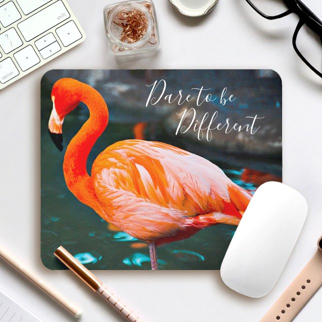 Pink Flamingo Photo Dare To Be Different Script Mouse Mat (Creator Uploaded)