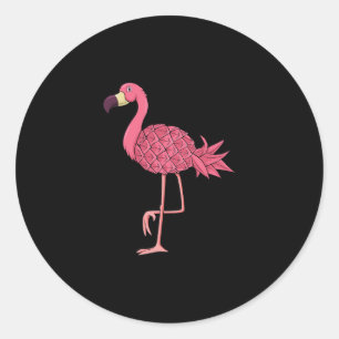 Pink Flamingo Pineapple Hawaii Vacation Summer Men Classic Round Sticker