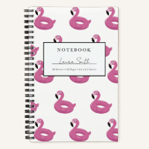 Pink Flamingo Pool Floaty Personalised Notebook