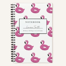 Pink Flamingo Pool Floaty Personalised Notebook