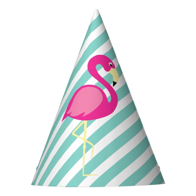 Pink Flamingo Pool Party Birthday Party Hat (Front)