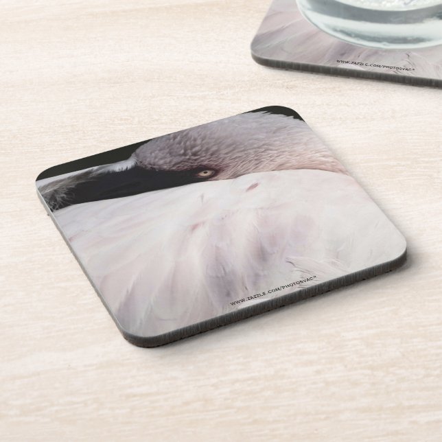 Pink Flamingo Portrait Drawing Effect Art Coaster (Left Side)