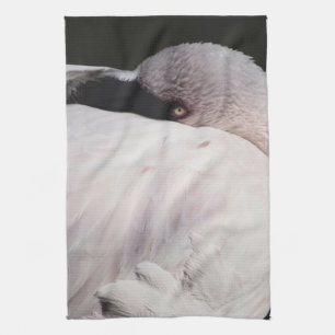 Pink Flamingo Portrait Drawing Effect Art Tea Towel