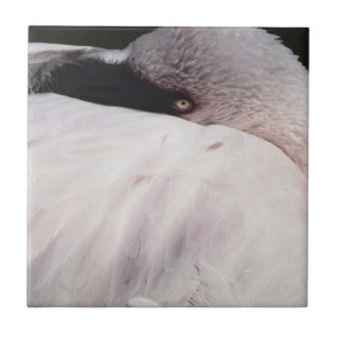Pink Flamingo Portrait Drawing Effect Art Tile