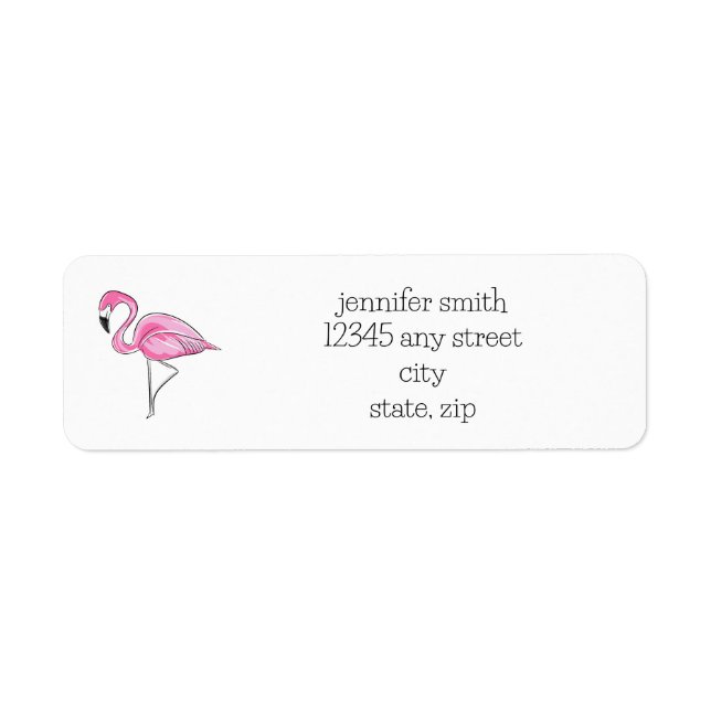 Pink Flamingo Preppy Personalised Address (Front)