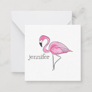 Pink Flamingo Preppy Personalised Card