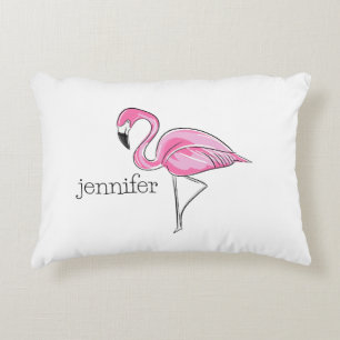Pink Flamingo Preppy Tropical Personalised Decorative Cushion