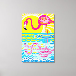 Pink Flamingo Reflection Canvas Print