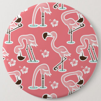 Pink Flamingo repeating pattern button