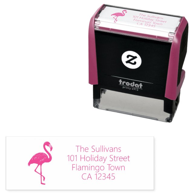 Pink Flamingo Return Address Self-inking Stamp (In Situ)