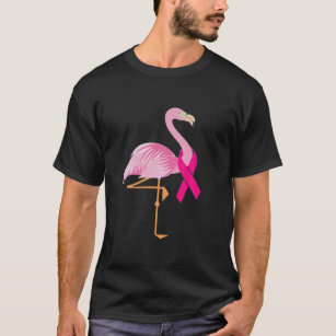 Pink flamingo ribbon Breast cancer Awareness flowe T-Shirt