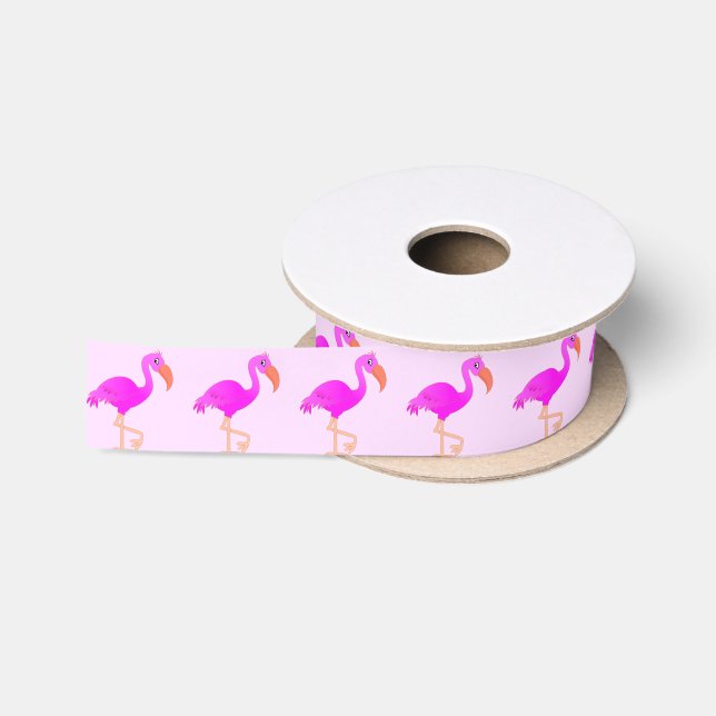 Pink Flamingo Ribbons Satin Ribbon (Spool)