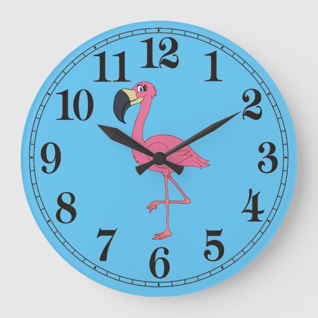 Pink Flamingo Round (Large) Wall Clock (Front)