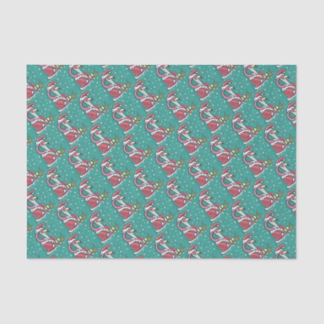PINK FLAMINGO SANTA CHRISTMAS TISSUE PAPER (Front)