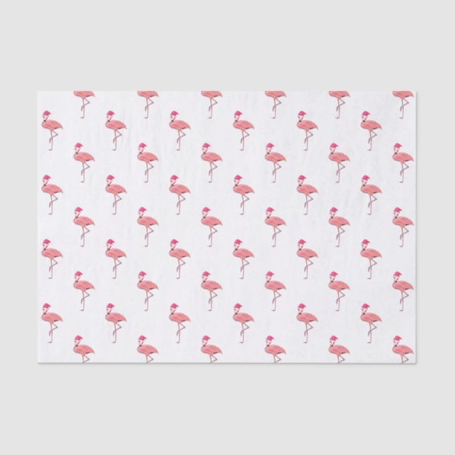 Pink Flamingo Santa Claus Pattern Tissue Paper (Front)