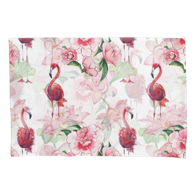 Pink Flamingo: Seamless Pattern Elegance Pillowcase (Front)