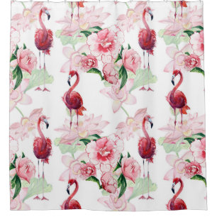 Pink Flamingo: Seamless Pattern Elegance Shower Curtain