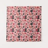 Pink flamingo seamless pattern flowers and leaves