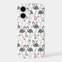 Pink flamingo seamless pattern flowers, leaves