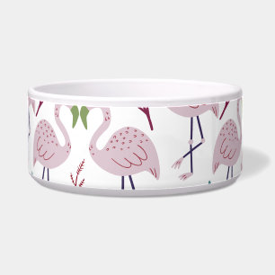 Pink flamingo seamless pattern on white background